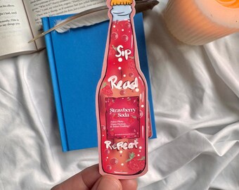 Strawberry Soda Book Sticker: Sip, Read, Repeat - For Kindle, Laptop