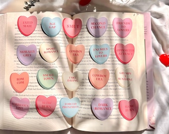 Candy Heart Romance Trope Stickers | Bookish Valentine's Day Gifts