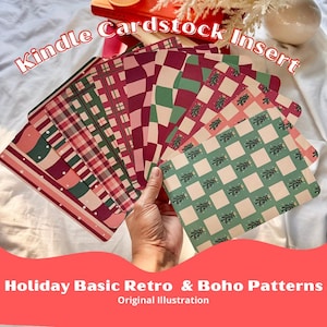 Original Illustration Cardstock Kindle Insert | Holiday Patterns | Boho and Basic Holiday Kindle Insert | Kindle Paperwhite, Oasis