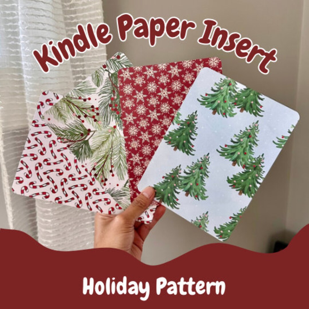 Kindle Paper Insert holiday Pines, Candy Cane, Snowflakes, Christmas ...