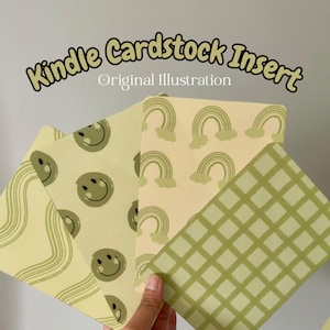 Original Art Kindle Cardstock Insert | Pastel Green |Rainbow, Graph, Smiley, and Wavey| Kindle Paperwhite 11th Gen. | Print Only