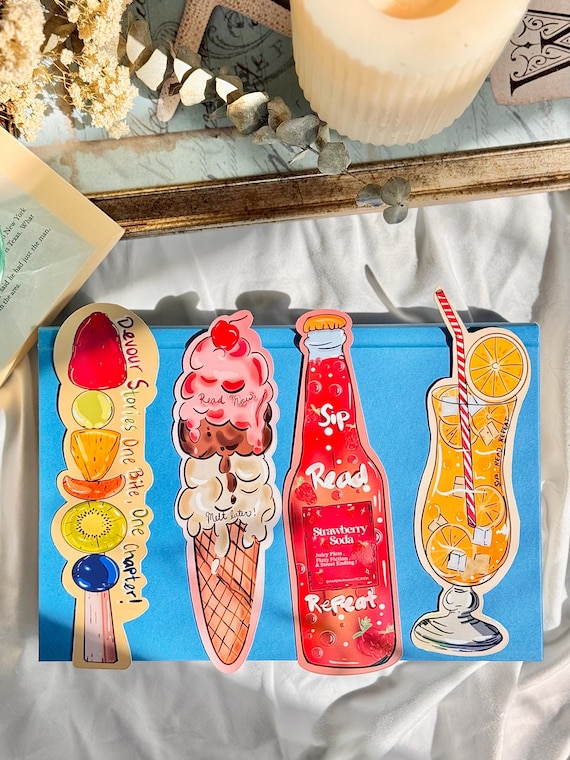 Holographic Summer Bookmark Collection: Ice Cream, Lemonade, Soda