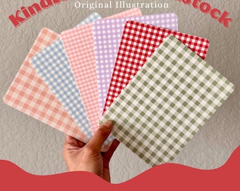 Original Illustration Cardstock Kindle Insert | Checkered Pastel Kindle Insert |Summer Kindle Insert | Kindle Paperwhite, Oasis | Cardstocks