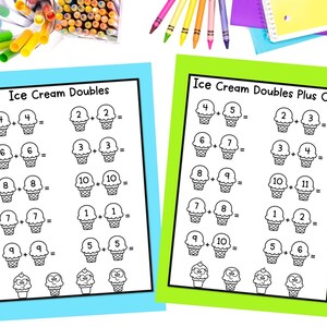 Ice Cream Doubles Math Worksheet | Digital Download Math | Elementary Math | Printable Activity | Math Activity | No Prep | Math Facts