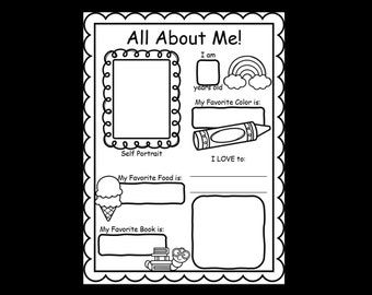 All About Me Worksheet: Back to School Printable (Digital Download)