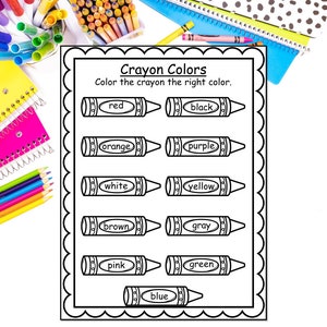 Crayon Colors Worksheet | Digital Download | Sight Words | No Prep Worksheet | Preschool and Kindergarten | Read and Color