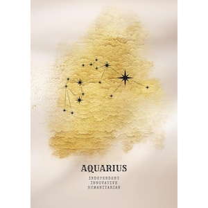 Aquarius Constellation Poster – Aquarius Constellation Wall Art – Astrology Print – Horoscope Gift for Aquarius, Zodiac Sign Art