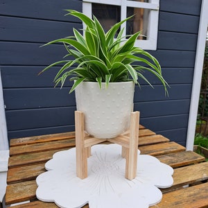 Pflanzenhalter zum dekorieren Blumentopf Ständer zeitloser Skandi Stil als Geschenk Pflanzenständer Holz Übertopfständer Klötzchen Ordnung