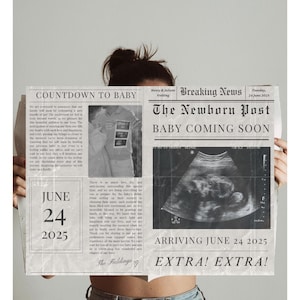 Newspaper Pregnancy Announcement Baby Announcement Pregnancy Announcement Newspaper Canva Baby Shower Newspaper Template Digital Download
