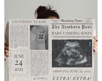Newspaper Pregnancy Announcement Baby Announcement Pregnancy Announcement Newspaper Canva Baby Shower Newspaper Template Digital Download