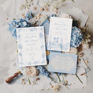 Something Blue Wedding Invitation Suite | Garden Wedding | Coquette Wedding | Editable Canva Template | Botanical Wedding