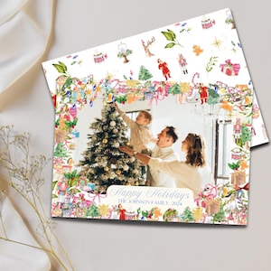 Photo Christmas Card, Grandmillenial Christmas Card, Garland Photo Christmas Card, Holiday Card, Heirloom Southern Christmas Landscape Card