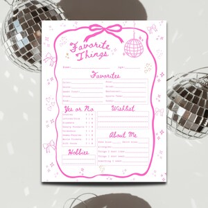Lieblings Dinge Liste, CoWorker Wichtelfragen, druckbare Weihnachtswunschliste, Wunschliste für Jugendliche, meine Lieblingsdinge, Wunschliste für Erwachsene