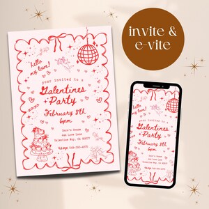 Galentines day Evite, galentines girls night invitation, galentines day party invitations, text phone invitation, Valentine’s Day invitation