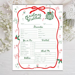 Lieblings Dinge Liste, CoWorker Wichtelfragen, druckbare Weihnachtswunschliste, Wunschliste für Jugendliche, meine Lieblingsdinge, Wunschliste für Erwachsene