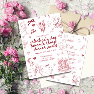 Valentines Day Party Invitation, Favorite Things Party Invite, Galentines Party Brunch Invitation, Printable Template, Instant Download Text