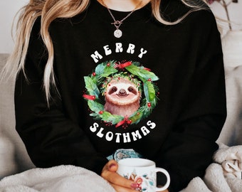 Sloth T-shirt, Sloth Sweatshirt, Merry Slothmas T-shirt, Merry Slothmas Sweatshirt, Sloth Gift Christmas