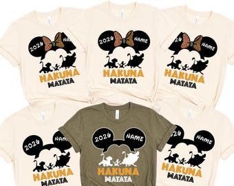 Chemises Disney Animal Kingdom 2026, chemise Disney Hakuna Matata, chemise safari voyage Disney personnalisée, t-shirt safari Disneyworld, t-shirt animaux Disney
