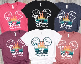 Koszulki rodzinne Disney Vacation, personalizowane koszulki Disney Vacation 2026, personalizowane koszulki rodzinne Disney pasujące do siebie, koszulki Disney Magical Castle