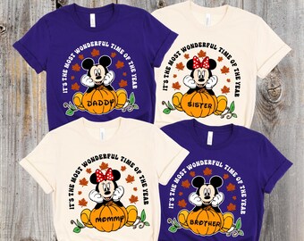 Camiseta de calabaza de Mickey y Minnie, camiseta a juego de Halloween de Disney, camisetas de otoño de "Es la época más maravillosa del año" de Halloween de Disney