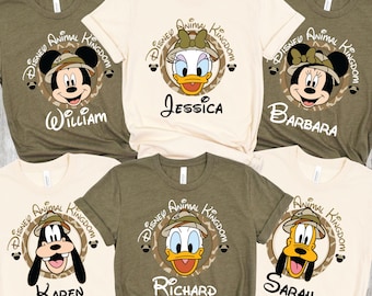 Disney Animal Kingdom 2026 Shirt personalisiert, Comfort Colors® Safari Micky & Freunde Shirt, Disney Tier Shirts, Individuelle Disney Safari Shirts