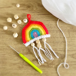 Mini Rainbow Car Decoration miniature cotton easy wall hanging **CROCHET PATTERN