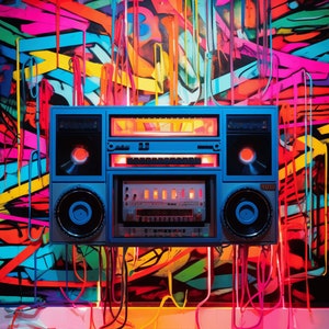 1980&#39;s retro cassette wall art, digital print, vintage art, 1980&#39;s art decor