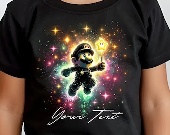 Custom Super Mario Youth Shirt, Personalized Gamer T-Shirt