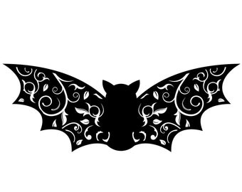 Floral Bat, Cut File SVG + PNG + JPEG Digital Download