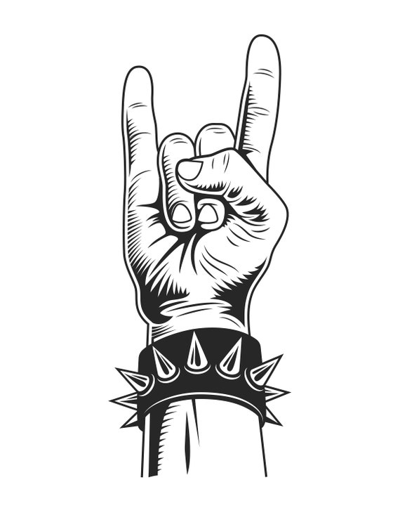Devil Horn Rock Hand With Spike Bracelet (digital Files) - Etsy