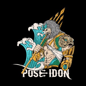 Poseidón : Dios del mar, Dios griego antiguo, Archivo de corte de diseño Cricut en capas SVG + PNG + JPG + Ai + Eps Clip Art & Archivos de imagen