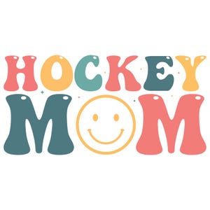 Hockey Mom Smiley Face, file di taglio Cricut a strati SVG + PNG + JPG + Eps + Dxf Clip Art e file di immagine digitale da scaricare