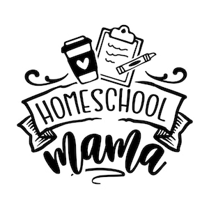 Homeschool Mama, Layered Cricut Design Cut File SVG + PNG + Jpeg + Ai + Pdf Digital Download, Clip Art