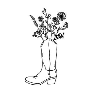 Wilde Blumen im Cowboyboot, Floraler Cowboystiefel, Cricut Design Cut-Datei SVG + PNG + Ai + Jpg + EPS Digitale Bilddateien