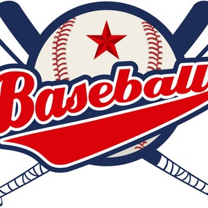 Honkballogo, honkbalbal, honkbalknuppels, gelaagd gesneden bestand SVG + PNG + JPEG + Eps + Ai + GIF Clip Art & Image Files