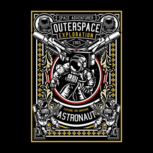 Space Adventurer, Outerspace Exploration, 1965, Explore The Universe, Astronaut, Layered Cricut Design Cut File SVG + PNG + JPG + Eps + Ai