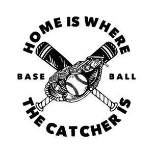 Home is Where The Catcher is, Baseball Design, Editable Layered Cricut Design Cut Files SVG + PNG + JPG + Eps Digital Image Files