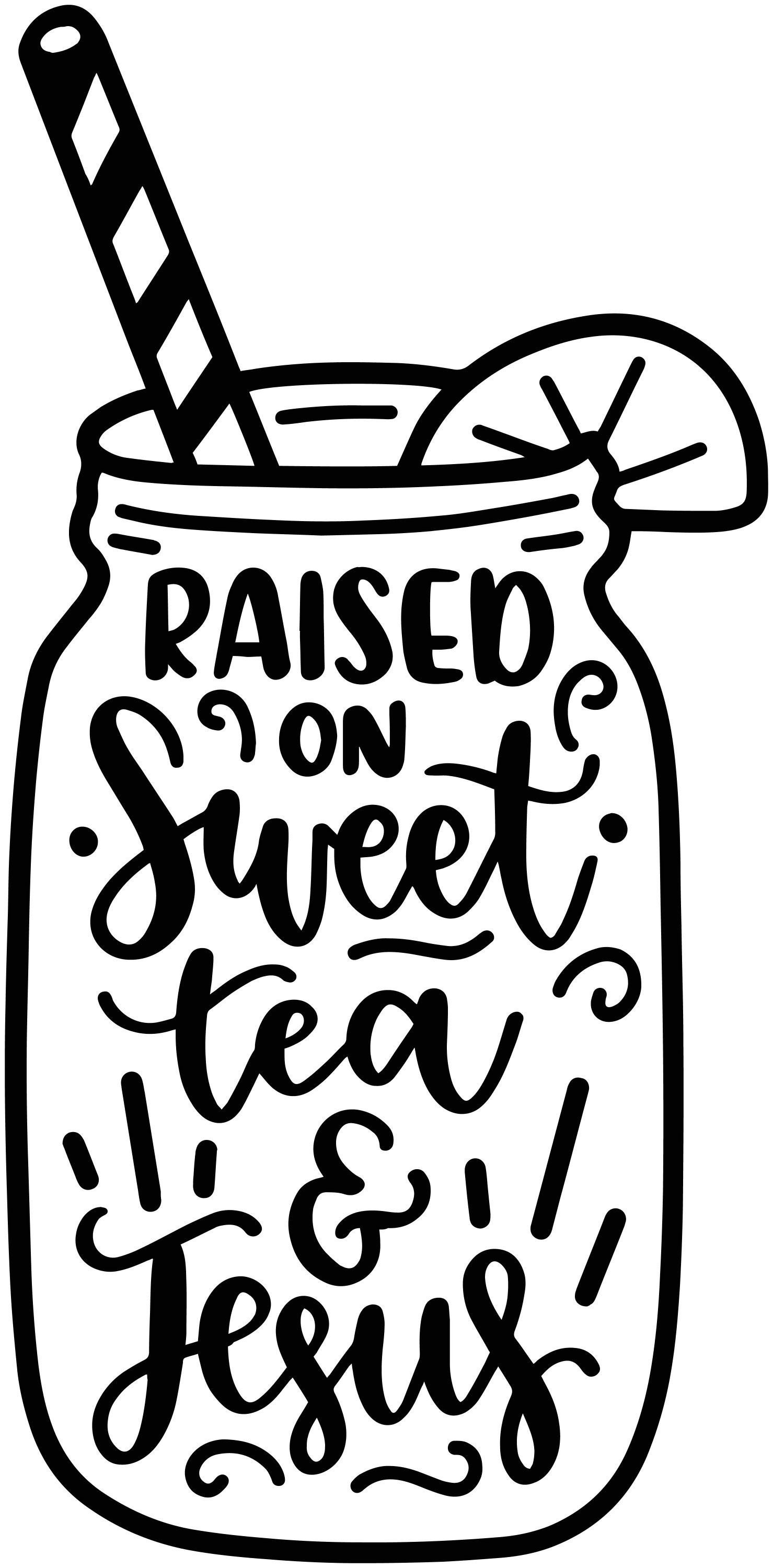 Raised on Sweet Tea &amp; Jesus, Layered Cricut Design Cut Files SVG + PNG ...