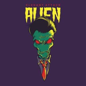 Elegant Alien Illustration, Layered Cricut Design Cut File SVG + PNG + JPG + Eps Digital Image Files