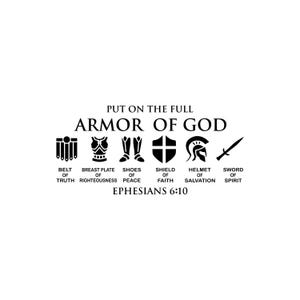 Ziehen Sie die volle Rüstung Gottes an, Gürtel der Wahrheit, Schuhe des Friedens, Epheser 6,10, Schnittdateien SVG + PNG + JPG + Ai + GiF Cricut Design Dateien