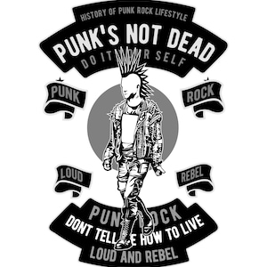 Punkrock, Lauter Rebell, Punk ist nicht tot, Do It Yourself, Schichtschnittdateien SVG + PNG + EPS + Jpg + Ai Cricut Design Space