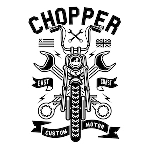 Chopper, motore personalizzato, costa orientale, file di taglio a strati SVG + PNG + Jpg + Eps Cricut Design, file immagine