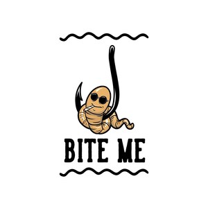 Bite Me, Cooler Worm Fish Food Charakter, Keeping It Reel, Layered Cricut Design Schnittdateien SVG + PNG + JPG + Eps Digitale Bilddateien