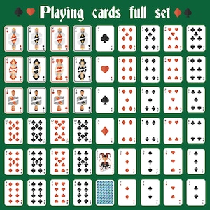 Set completo di carte da gioco stampabili, carte da poker dal design speciale, stampa e gioca, file di taglio Cricut Design SVG + PNG + JPEG + Ai + Eps