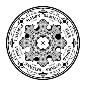 Wiccan Whell : Wiccan Year, Wiccan Holidays, Layered Cut File SVG + PNG + JPEG + Eps + Ai + Pdf Clip Art & Image File