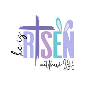 Ha resucitado, Mateo 28:6, Archivos de corte en capas SVG + PNG + Dxf + Jpg + Eps Cricut Design Space
