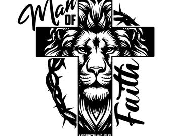 Leão de Deus SVG: Homem de Fé, Arquivo Cricut Cut Cristão (Download Digital)