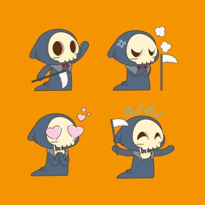 Grim Reaper Bundle, 4 Different the Angel of Death, Cartoon Manga Design, Cricut Design Cut File SVG + PNG + JPEG + Ai