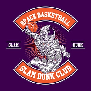 Baloncesto espacial, Club de mates, Baloncesto de astronautas, Archivos de corte de diseño de Cricut en capas SVG + PNG + JPG + EPS Archivos de imagen digital