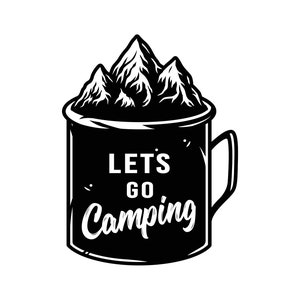 Lets Go Camping SVG : Happy Camper Cricut Design (téléchargement numérique)